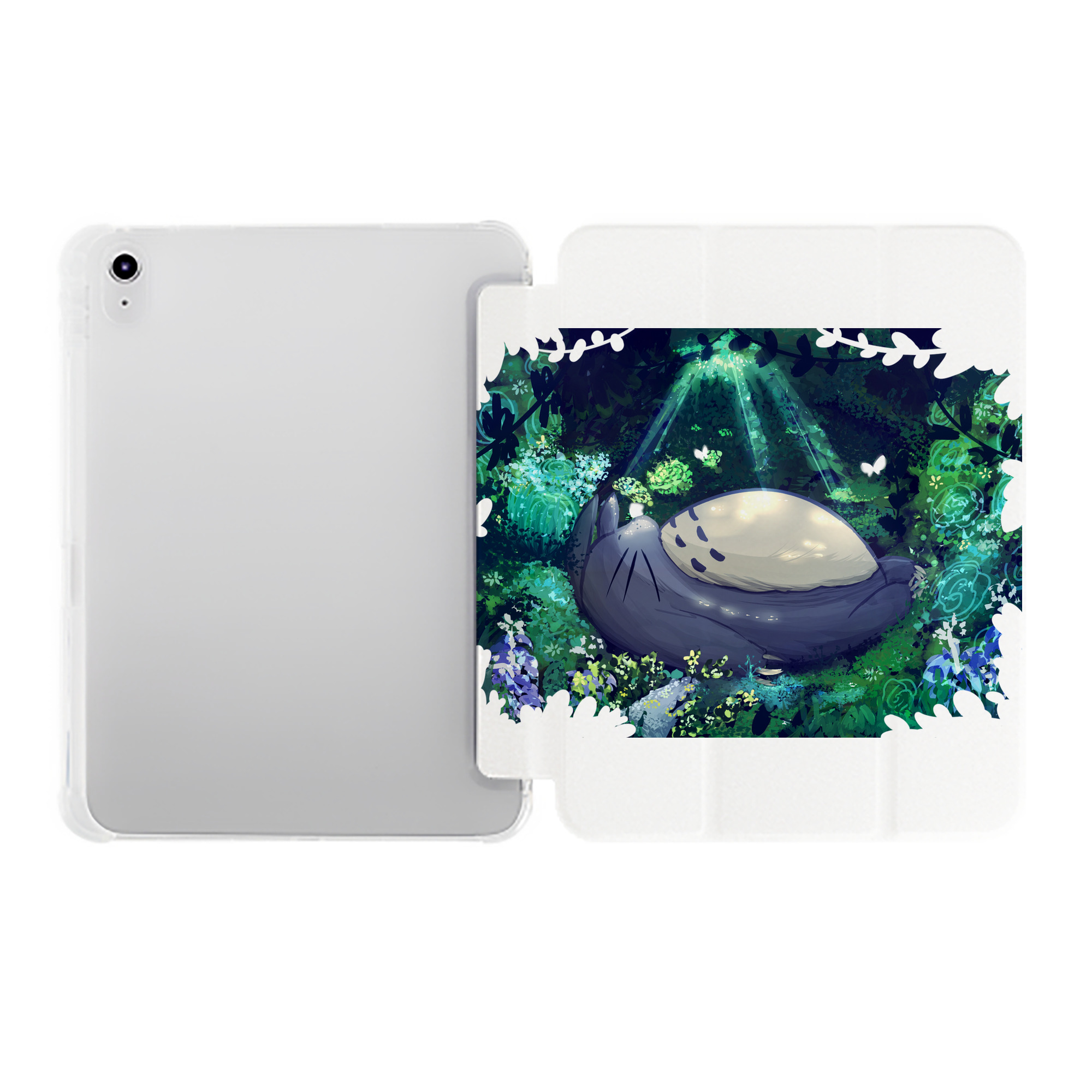 （画像用） となりのトトロ 草壁メイ 草壁サツキ My Neighbor Totoro Satsuki Kusakabe Mei Kusakabe IPad ケース ペン収納付き 三つ折りスタンド PUレザー×シリコン 対応機種9.5/10.5/10.9インチ